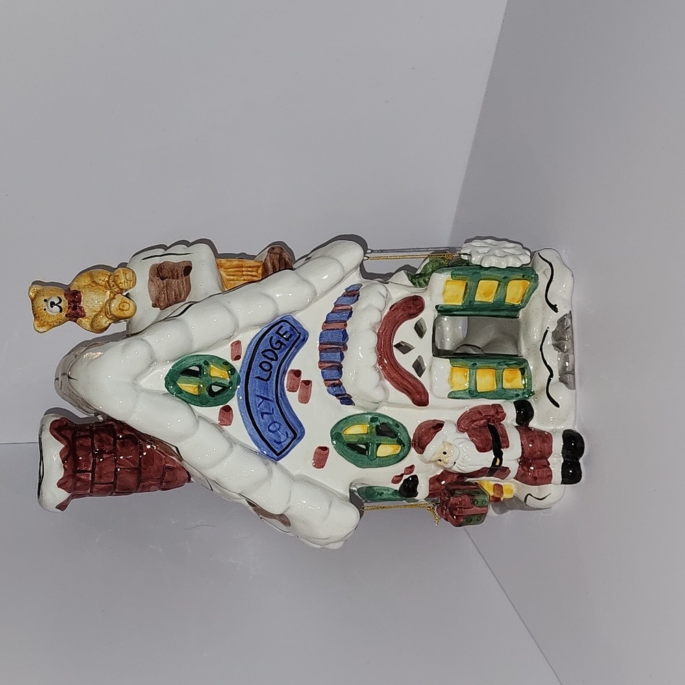 Christmas Decoration Village Candle Christmas Holder Vintage  Cozy Lodge Ceramic
